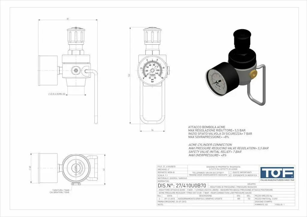 CO2 Druckminderer technische Darstellung