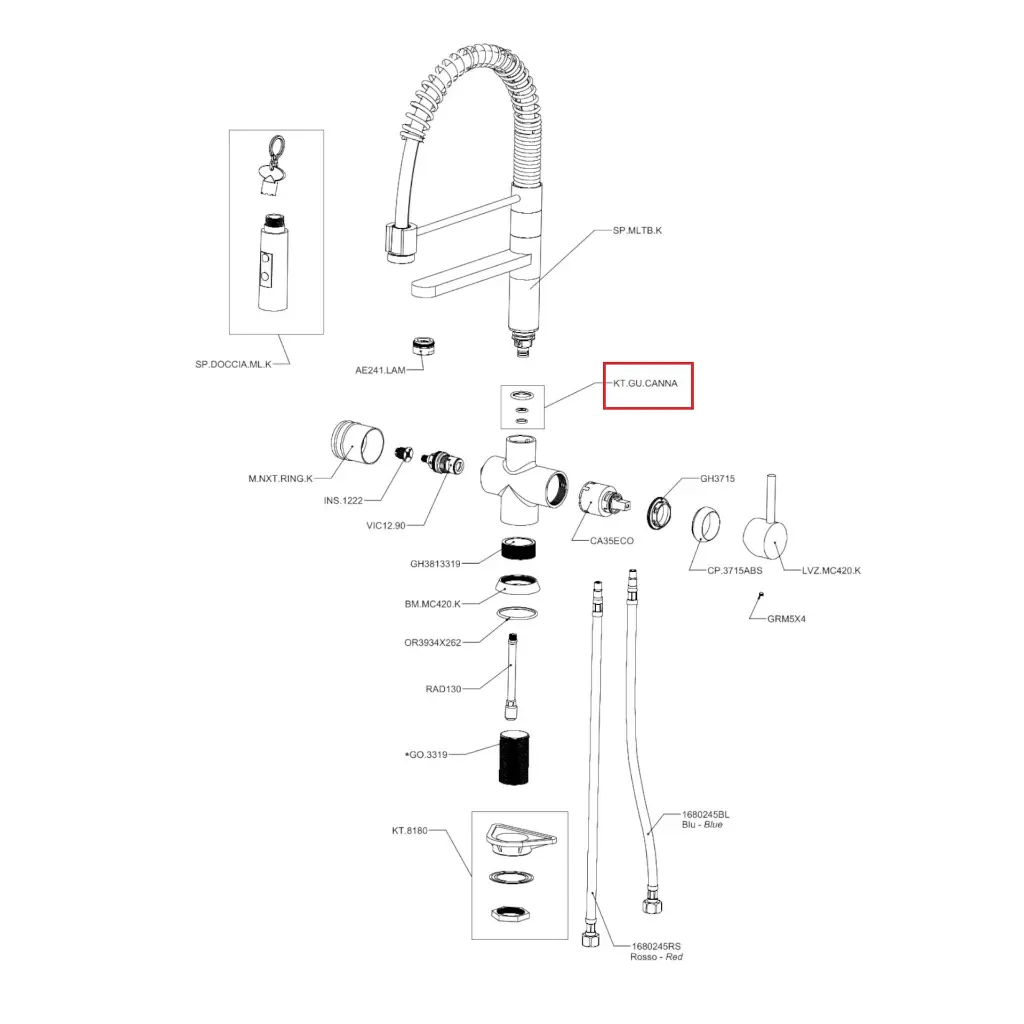 Dichtungsset Bereich Auslauf für LUXURY VEGA, LUXURY und NOBIUS2.webp