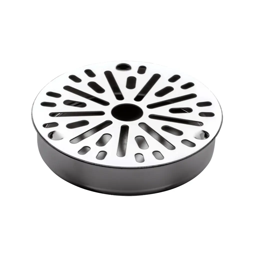 Runde Abtropfschale mit Abwasseranschluss-Drainage Edelstahl1.webp