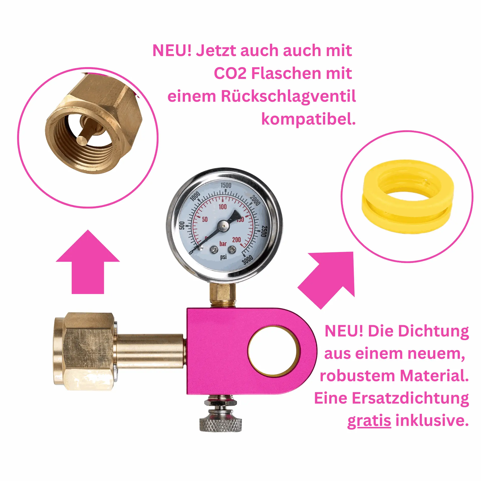 Detailansicht des Quick Connect CO2 Umfülladapters