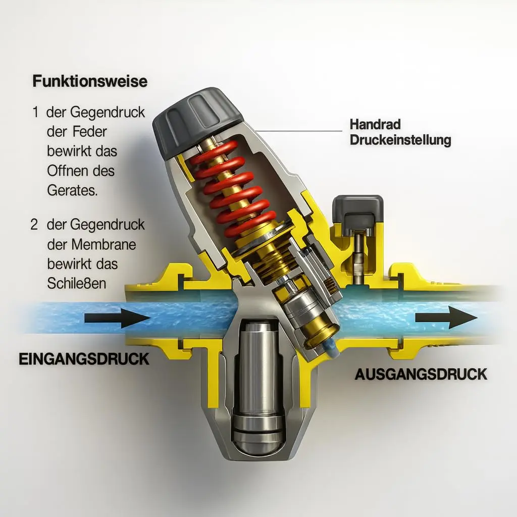 Schnittdarstellung CALEFFI Druckminderer