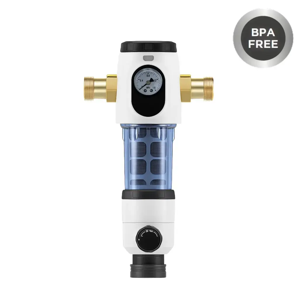 [11935] AORA Rückspülfilter – Halbautomatischer Edelstahl-Vorfilter mit Rückspülfunktion & Manometer – 40 µm Feinfilter für Hauswasseranlagen 1_ Zoll BPA FREE.webp