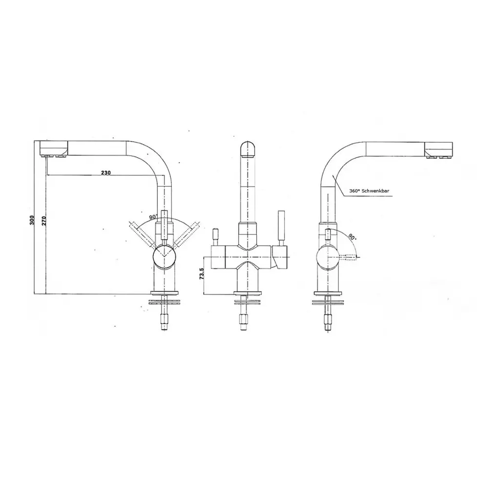 3-Wege-Armatur DANUBIO L-Auslauf in Schwarz4.webp