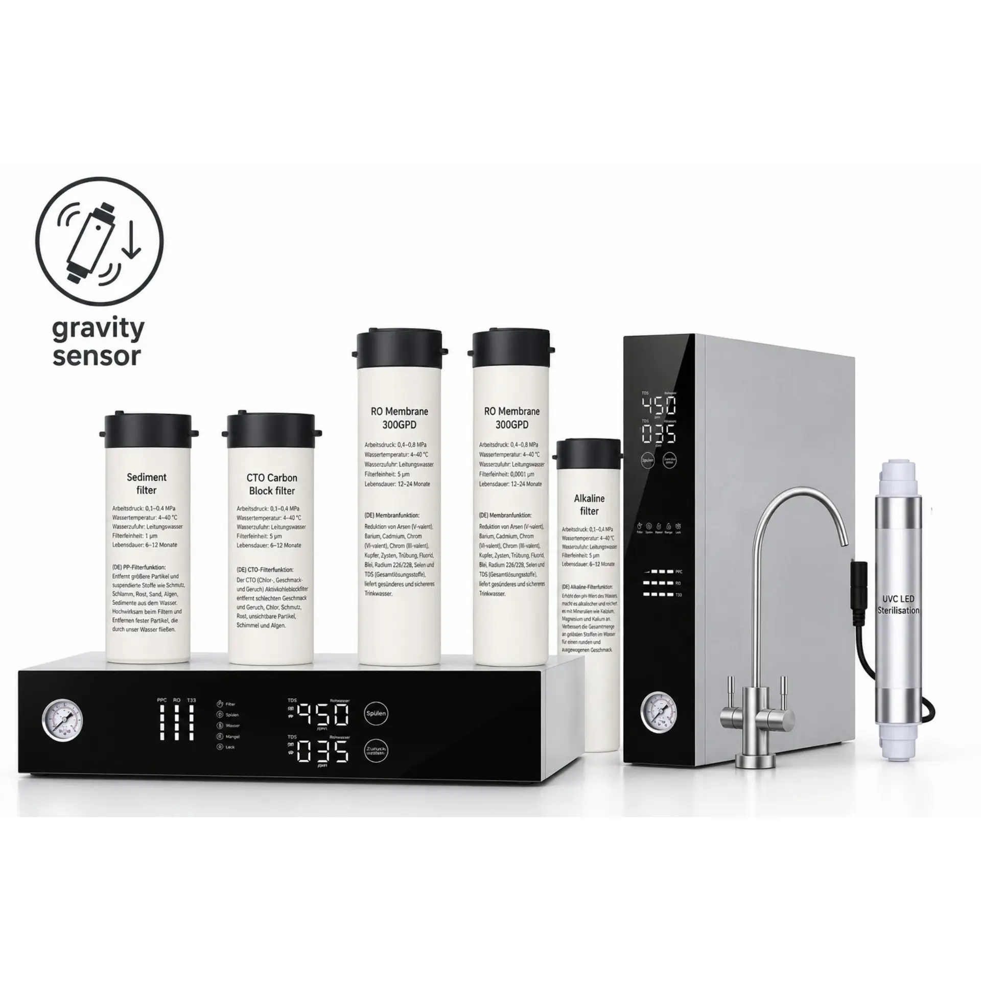 AORA Q600 Slim Anlage, Filter und Armatur
