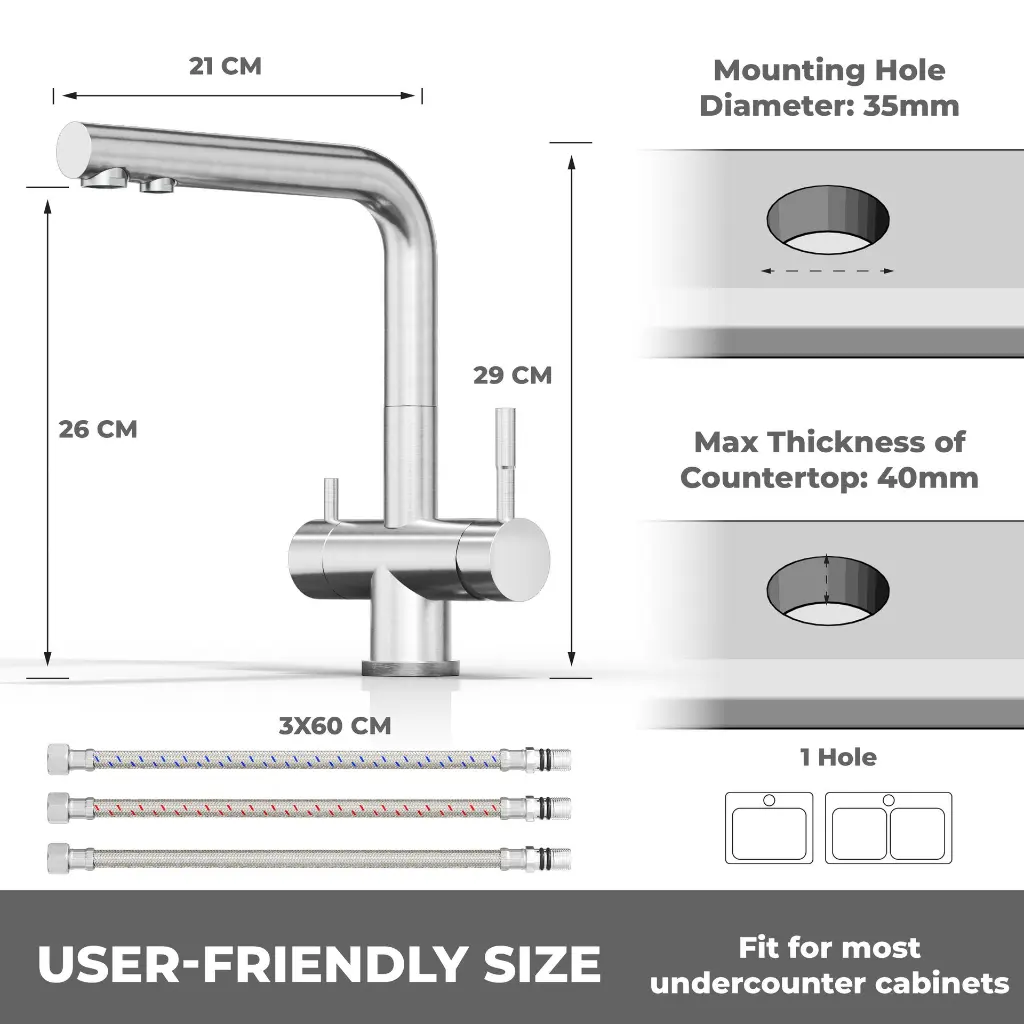3-Wege-Armatur ZARA INOX L-Auslauf in Edelstahl Massiv2.webp