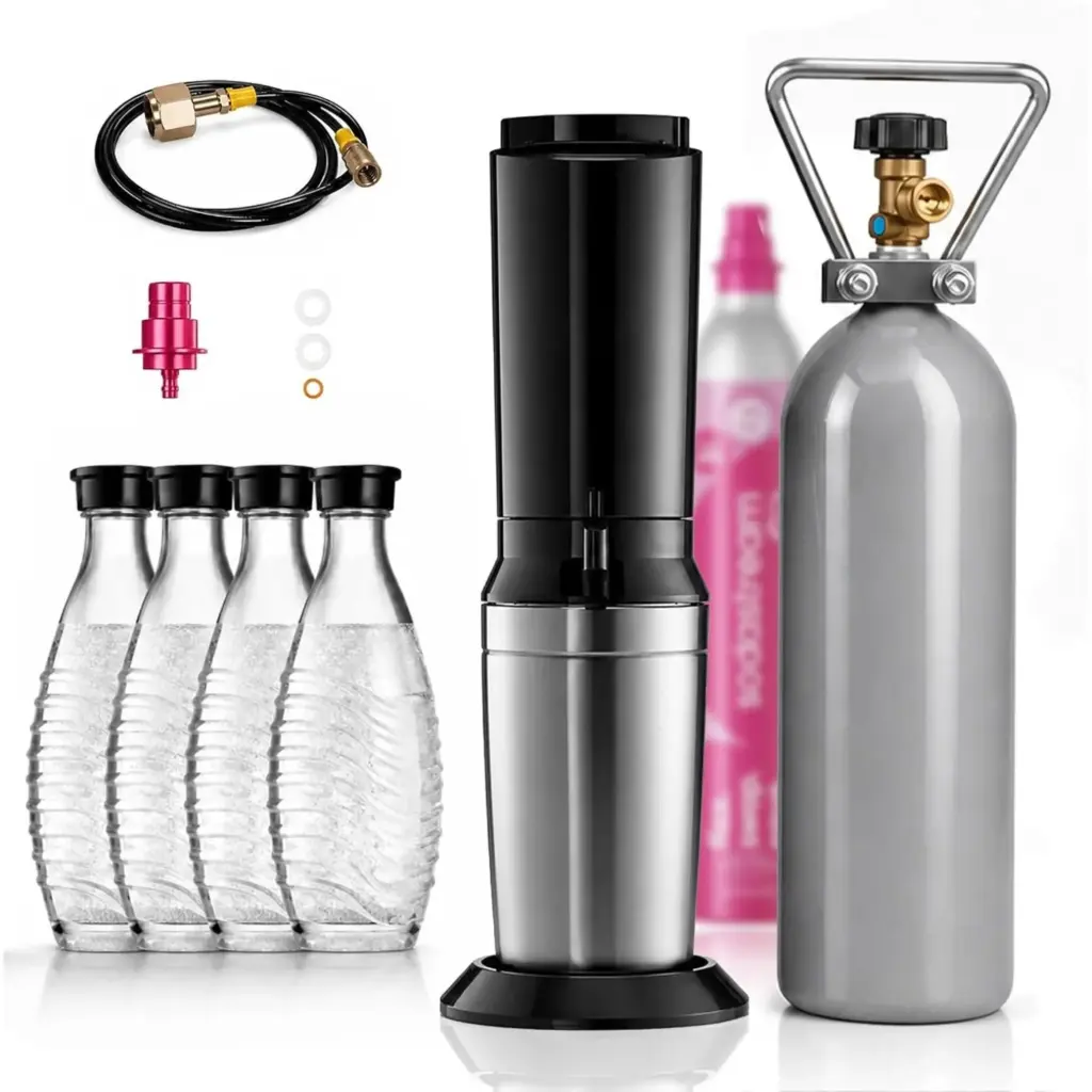 SodaStream Crystal 3.0 / Duo / Terra / Art Wassersprudler im Spar-Set – inkl. 2 kg CO₂ Flasche & Hochdruckschlauch – große CO₂-Lösung statt 425 g Zylinder