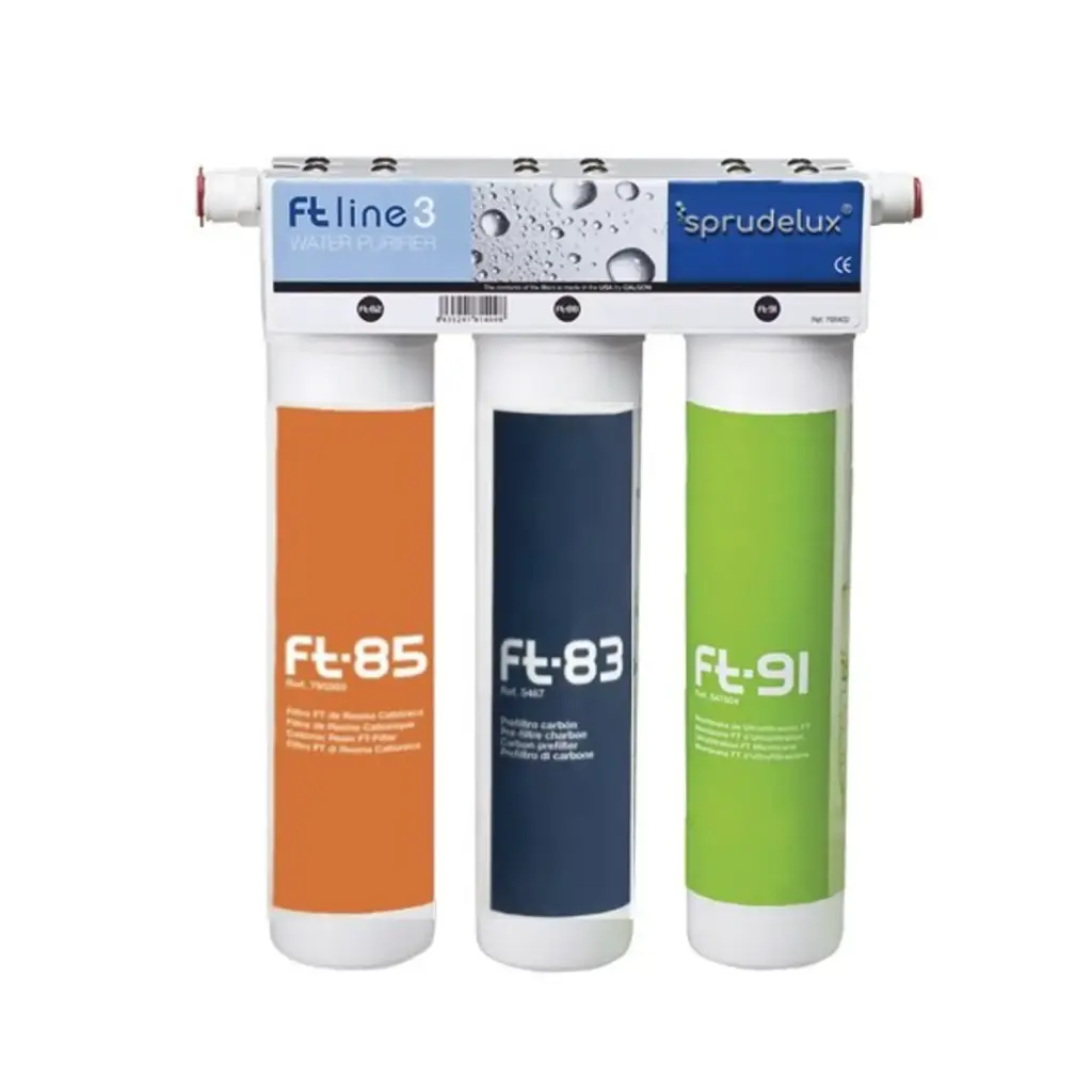 AORA FT-LINE 3. Aktivkohle-Wasserfilter-System mit UF-Filtration & Ionentauscherharz -  3/8" Schlauchanschluss - ohne Wasserhahn | FT-85, FT-83, FT-91