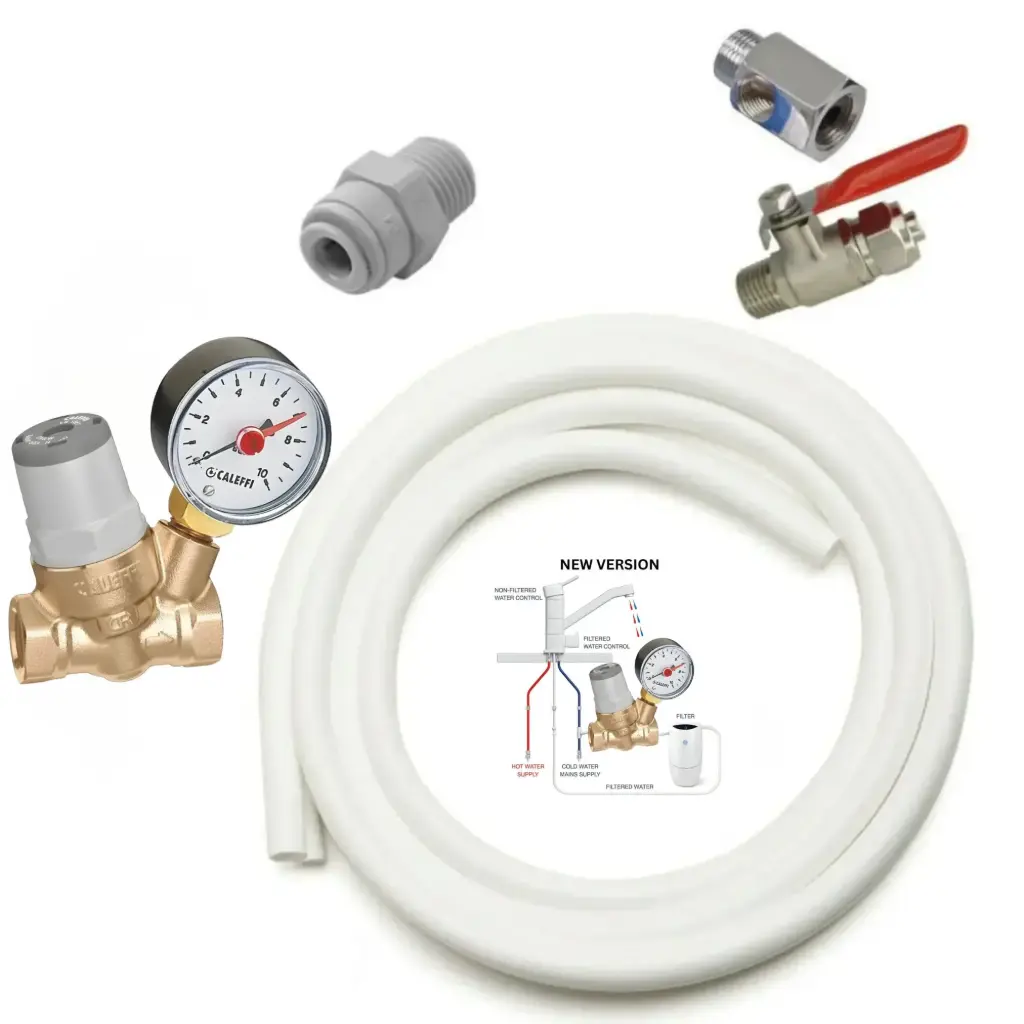 Anschluss-Set für Amway eSpring Wasserfilter - für 3-Wege-Wasserhahn & Zusatz-Wasserhahn - mit oder ohne Rückschlagventil