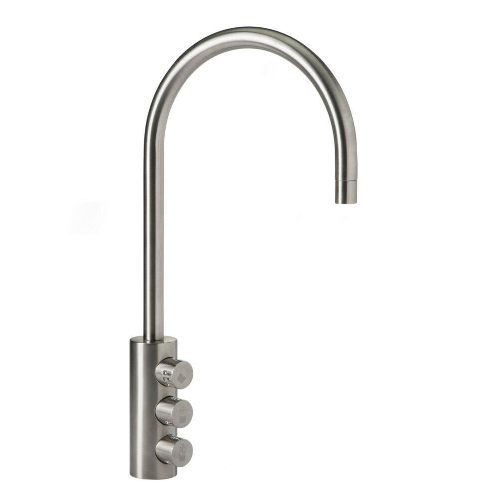 3-Wege-Armatur GM 6180M.390 C-Auslauf in Edelstahl Massiv - Wasserhahn geeignet für Sprudelwasser