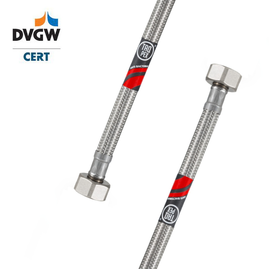 DVGW geprüfter Flexschlauch 3/8" ÜM x 3/8" ÜM - 500mm Wasseranschluss-Anschlussschlauch Verlängerung PEX