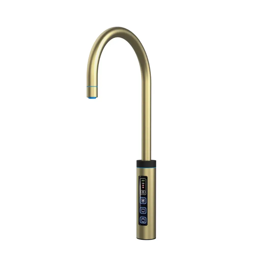 3-Wege-Armatur FLAME TOUCH C-Auslauf in Gold gebürstet - Wasserhahn für Trinkwassersystem Diamond FLAME