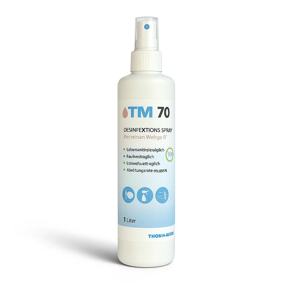 TM 70 Sprühdesinfektion 250ml - Lebensmittelechtes Desinfektionsmittel für Zapfhähne, Schankanlagen, Wassersprudler, Schläuche & Oberflächen - 99,999% Keimreduktion