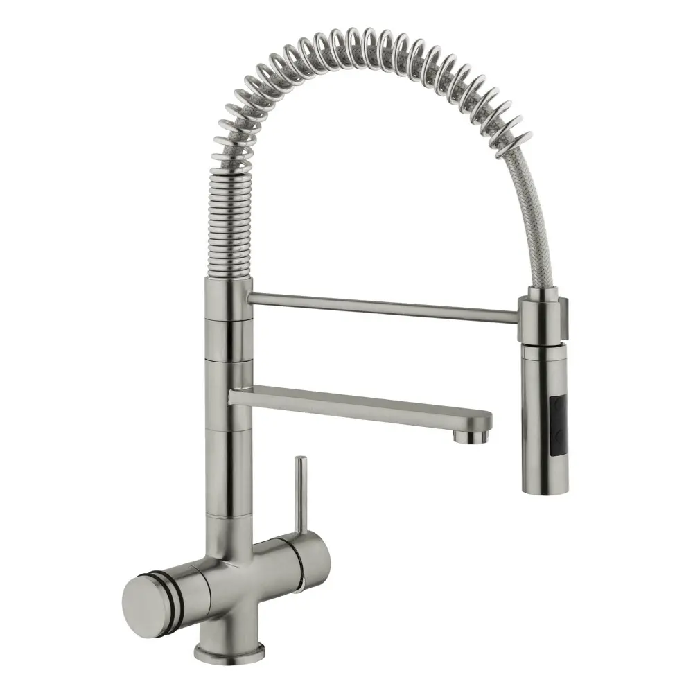 3-Wege-Armatur LUXURY 56 cm Spiralfeder in Edelstahl massiv