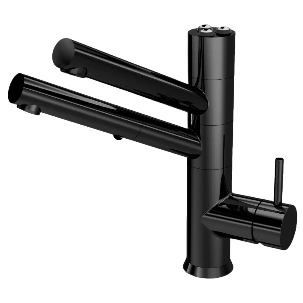 5-Wege-Armatur CUCINA IDEALE in Full Black - mit ausziehbarer Brause