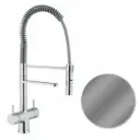 5-Wege-Armatur LUXURY 45 cm Spiralfeder in Edelstahl massiv - mit Brause