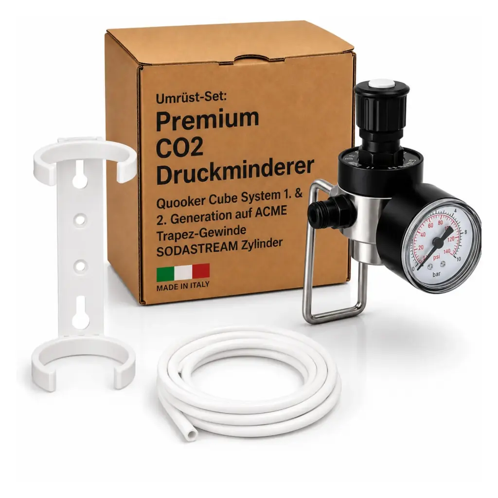 CO2 Druckminderer Set für 425g Zylinder – kompatibel mit BRITA Yource, Neo & Quooker Cube System - Zur Verwendung handelsüblichen 425g CO2 Zylinder