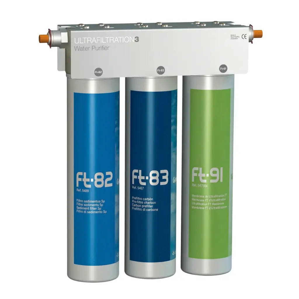 AORA FT-LINE 3 - Aktivkohle Wasserfilter System mit UF-Filtration - Untertisch-Filtersystem ohne Wasserhahn - wählbare Anschlussgrößen