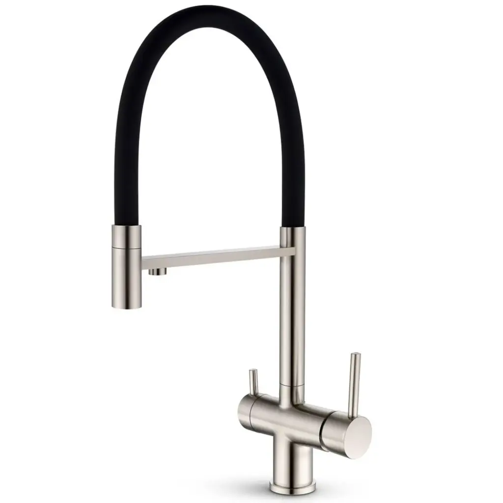 3-Wege-Armatur ALPINA mit flexiblen abnehmbaren Auslauf | 360° drehbare Küchenarmatur aus massivem 304 Edelstahl