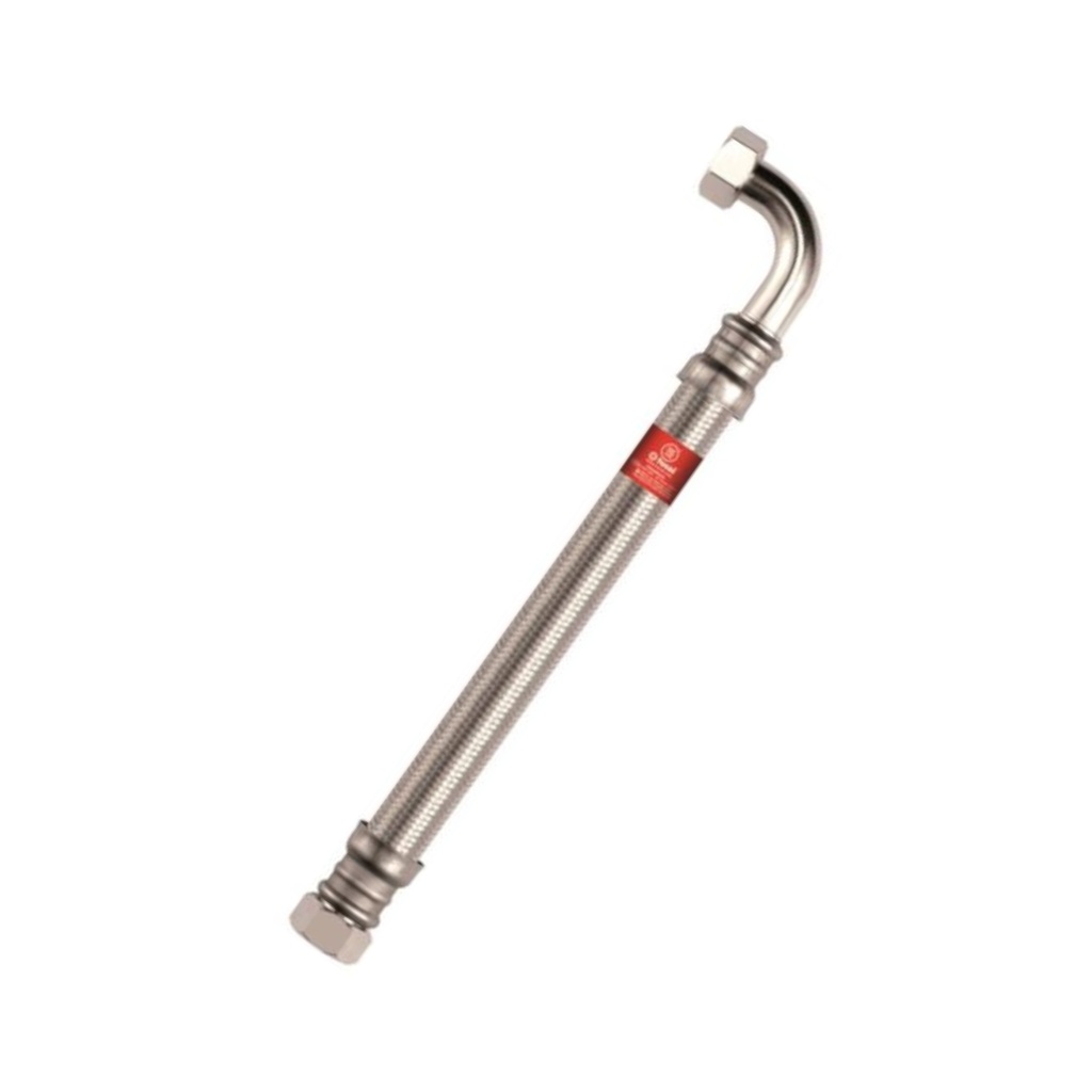 Panzerschlauch 50 cm 1 Zoll ÜM x 3/4 Zoll ÜM 90° Bogen für Enthärtungsanlage