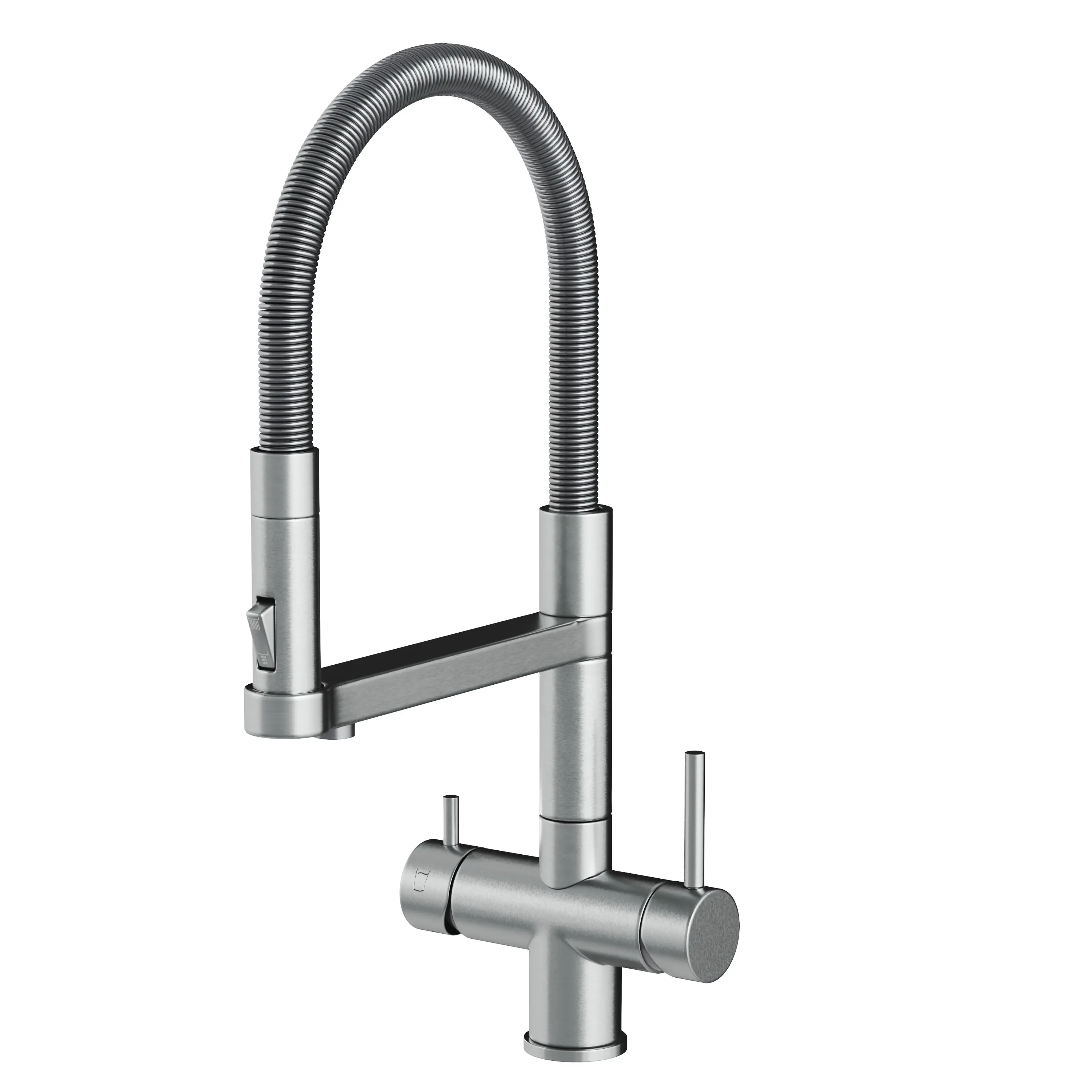 STATEMENT 5-Wege-Armatur aus Edelstahl mit Spiralfeder und Brause