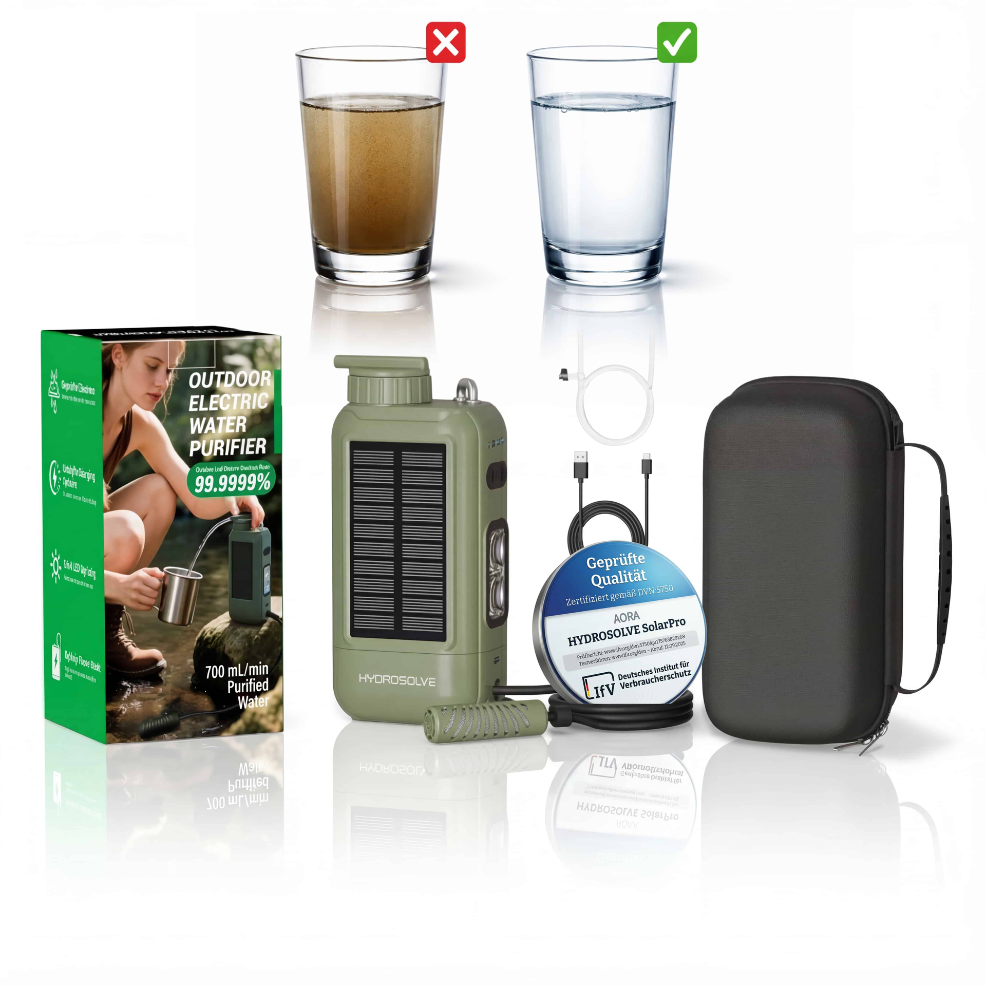 HYDROSOLVE SolarPro Outdoor Wasserfilter mit Zubehör